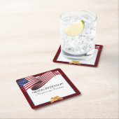 Military Retirement Flag Gold Crest Rechteckiger Pappuntersetzer (Vor Ort)