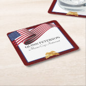 Military Retirement Flag Gold Crest Rechteckiger Pappuntersetzer (angewinkelt)