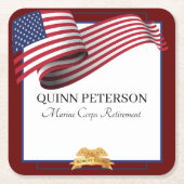 Military Retirement Flag Gold Crest Rechteckiger Pappuntersetzer (Vorderseite)