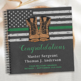 Military Retirement Guest Green Thin Line Leather Notizblock