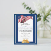 Military Retirement Invitation Flag Gold Crest Postkarte (Stehend Vorderseite)