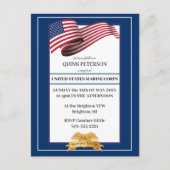 Military Retirement Invitation Flag Gold Crest Postkarte (Vorderseite)