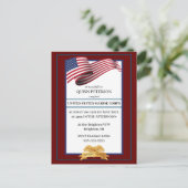 Military Retirement Invitation Flag Gold Crest Postkarte (Stehend Vorderseite)
