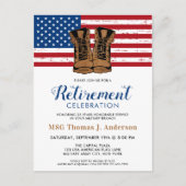 Military Retirement Party Army Boots American Flag Postkarte (Vorderseite)