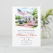 Military Retirement Patriotic Backyard Celebration Einladung (Stehend Vorderseite)