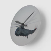 Military Sea King Helicopter Runde Wanduhr (Winkel)