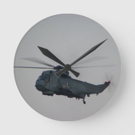Military Sea King Helicopter Runde Wanduhr