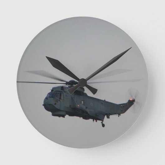Military Sea King Helicopter Runde Wanduhr (Vorderseite)
