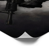 Military Smoke Ink American Flag Black & White Art Poster (Ecke)