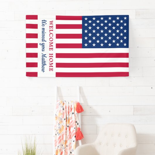 Military Soldier Welcome Home Party USA Flag Banner (Insitu)