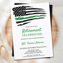 Military Thin Green Line American Flag Retirement 