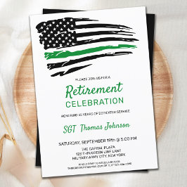 Military Thin Green Line American Flag Retirement  Einladung