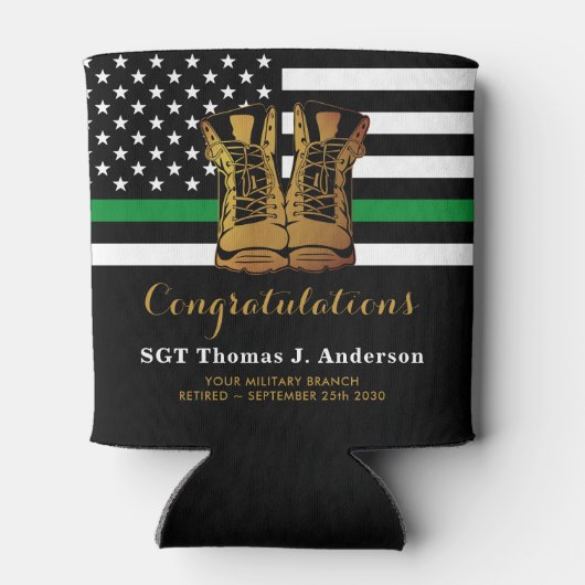 Military Thin Green Line Personalized Dosenkühler (Rückseite)