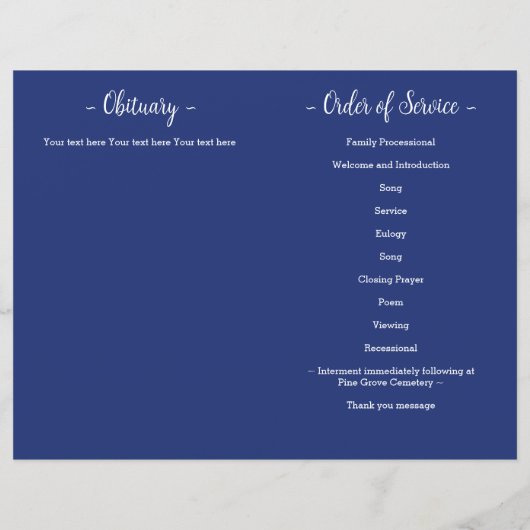 Military USA Flag Celebration Life Funerary Progra (Rückseite)