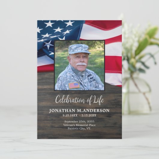 Military - USA Flag Celebration of Life - Beerdigu Programm (Stehend Vorderseite)