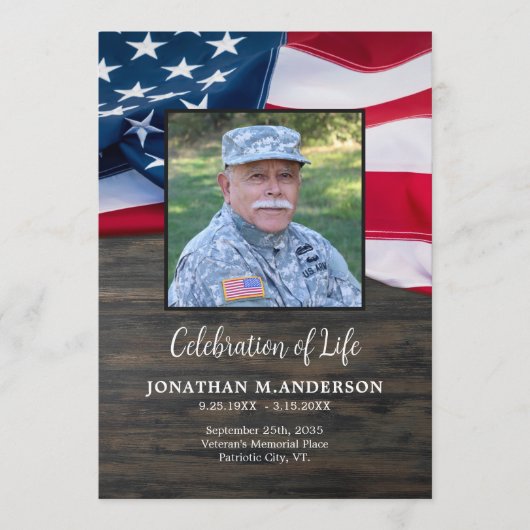 Military - USA Flag Celebration of Life - Beerdigu Programm (Vorderseite)