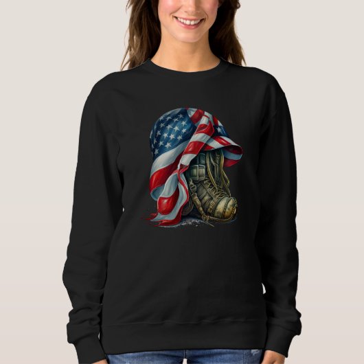 Military Veteran Patriotic American Flag 10 Sweatshirt (Vorderseite)