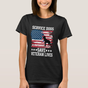Military Veteran Service Dog American Flag USA Pat T-Shirt