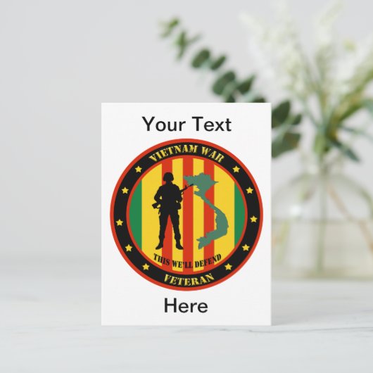 Military Vietnam Veteran Custom Postcard Postkarte (Stehend Vorderseite)