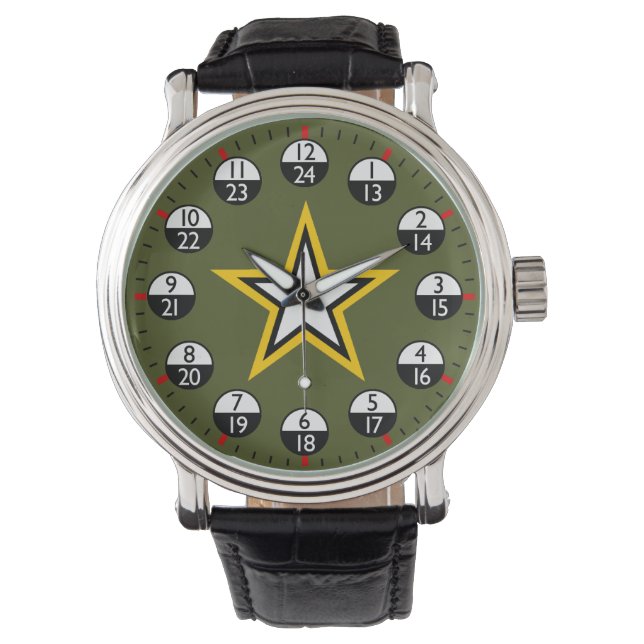 Militärzeit 24 Stunden Armbanduhr (Vorderseite)