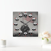 Militärzeit 24 Stunden Quadratische Wanduhr (Zuhause)