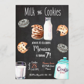 Milk and Cookien Birthday Invitation Einladung