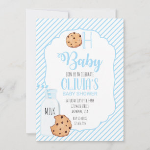 Milk and Cookies blaue Babyparty Einladung