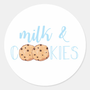Milk and Cookies blaue Geburtstagsfeier Runder Aufkleber