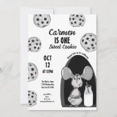 Milk and Cookies Mouse Sweet First Birthday Einladung (Vorderseite)