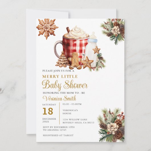 Milk bottle A Merry Little Baby Shower Gingerbread Einladung (Vorderseite)