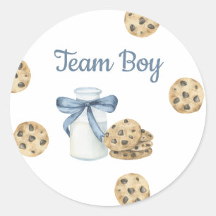 Milk & Cookies Geschlechterenthüllung - Team Junge Runder Aufkleber