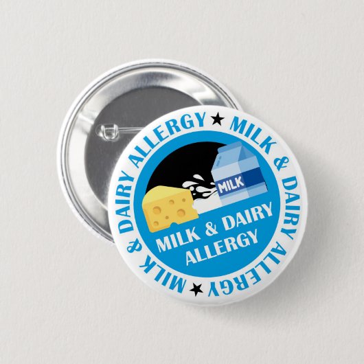 Milk & Dairy Allergy Badge Button (Vorne & Hinten)