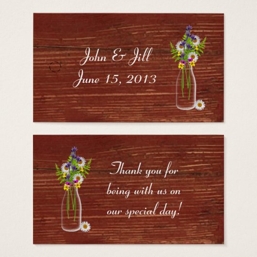 Milk Jar von Wildblumen Wedding Hang Tag (Vorne & Hinten)