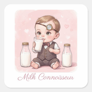 Milk Kennerin Baby Mädchen Druck Kinderzimmer Quadratischer Aufkleber
