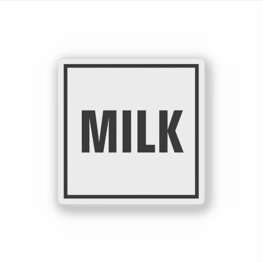 “MILK” Label Sticker – Minimalist design (Vorderseite)