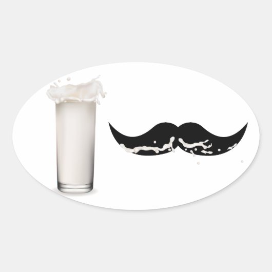Milk Mustache Ovaler Aufkleber (Vorderseite)