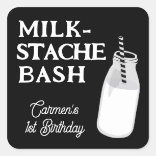 Milk Stache Bash Cookie Erster Geburtstag Quadratischer Aufkleber