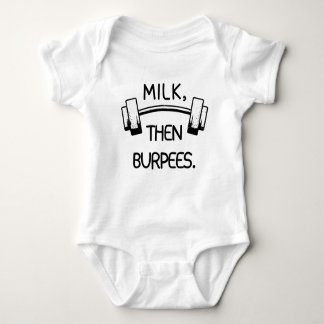 Milk Then Burpees, Funny Baby Gift, Gym & Crossfit Baby Strampler