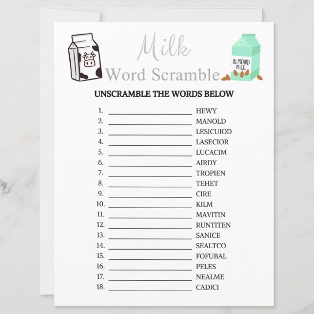 Milk Word Scramble Game (Vorderseite)