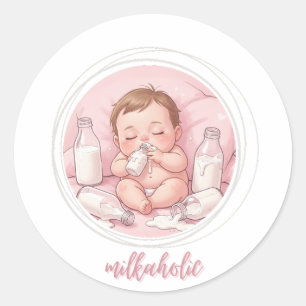 Milkaholic Baby Druck Süße Kinderzimmer lustige Runder Aufkleber