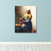 Milkmaid Kitchen Maid von Johannes Vermeer Leinwanddruck (Insitu (Holzboden))