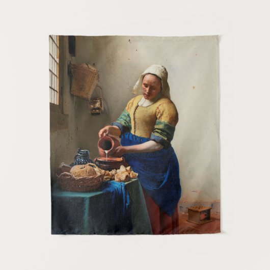 Milkmaid Kitchen Maid von Johannes Vermeer Wandteppich (Vorderseite)
