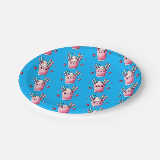 Milkshake Cyan Pappteller (Schrägansicht)