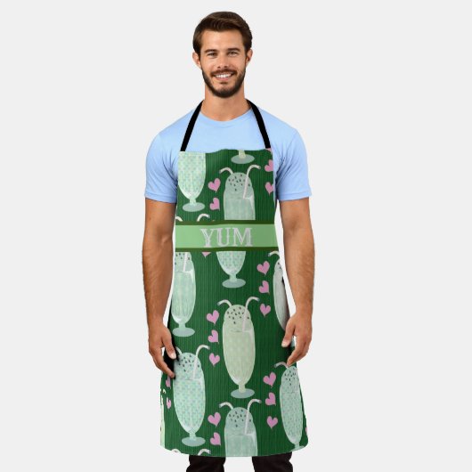 Milkshake Fun Mint Cartoon Retro Muster Niedlich F Schürze (Getragen)