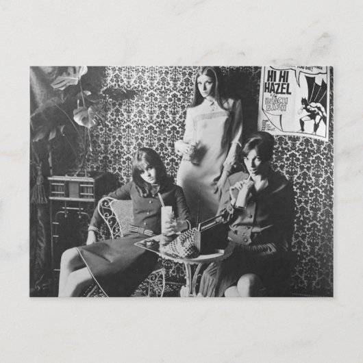 Milkshake girls Vintage Card Postkarte (Vorderseite)