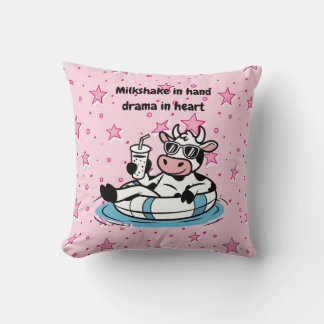 Milkshake in Hand, Drama in Heart | Cool Cow Decor Kissen