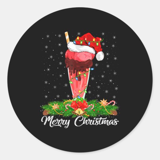 Milkshake Lover Matching Santa Hat Milkshake Chris Runder Aufkleber (Vorderseite)