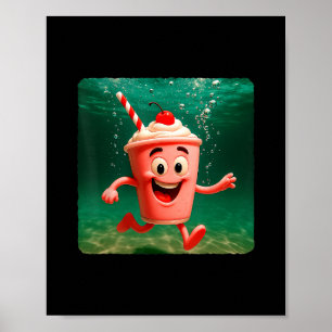 Milkshake-Tauchen Unterwasser-Ozean-Taucher-Schwim Poster