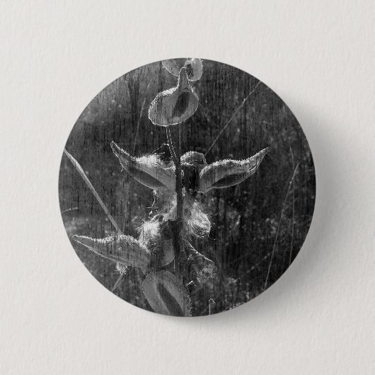 Milkweed Black and White Grunge Button (Vorderseite)