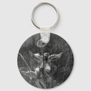 Milkweed Black and White Grunge Schlüsselanhänger